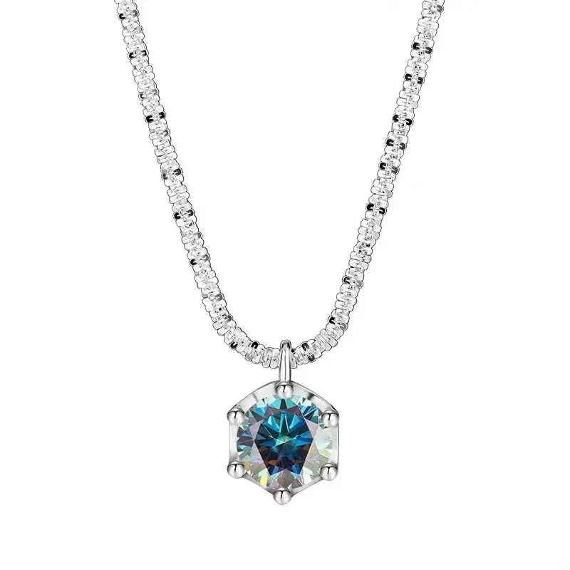 TEN CARATS 0.5-2CT Moissanite Women's Necklace S925 sterling silver Super Sparkly D Color VVS1  Pendant chain plated Jewelry