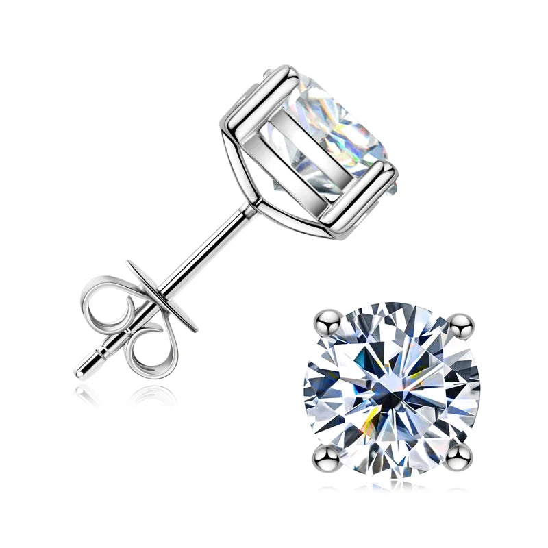 OXTAO With Certified D VVS1 Moissanite Stud Earrings Female Jewelry Sterling Silver S925 Piercing Earrings Wedding Jewelry Gift