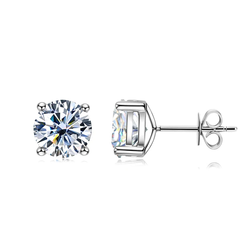 OXTAO With Certified D VVS1 Moissanite Stud Earrings Female Jewelry Sterling Silver S925 Piercing Earrings Wedding Jewelry Gift