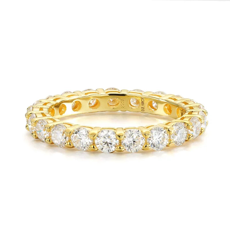 Smyoue 3/3.5/5mm Rose Gold Color All Moissanite Rings for Women Sparkling Wedding Ring 925 Sterling Silver Classic Jewelry Bands