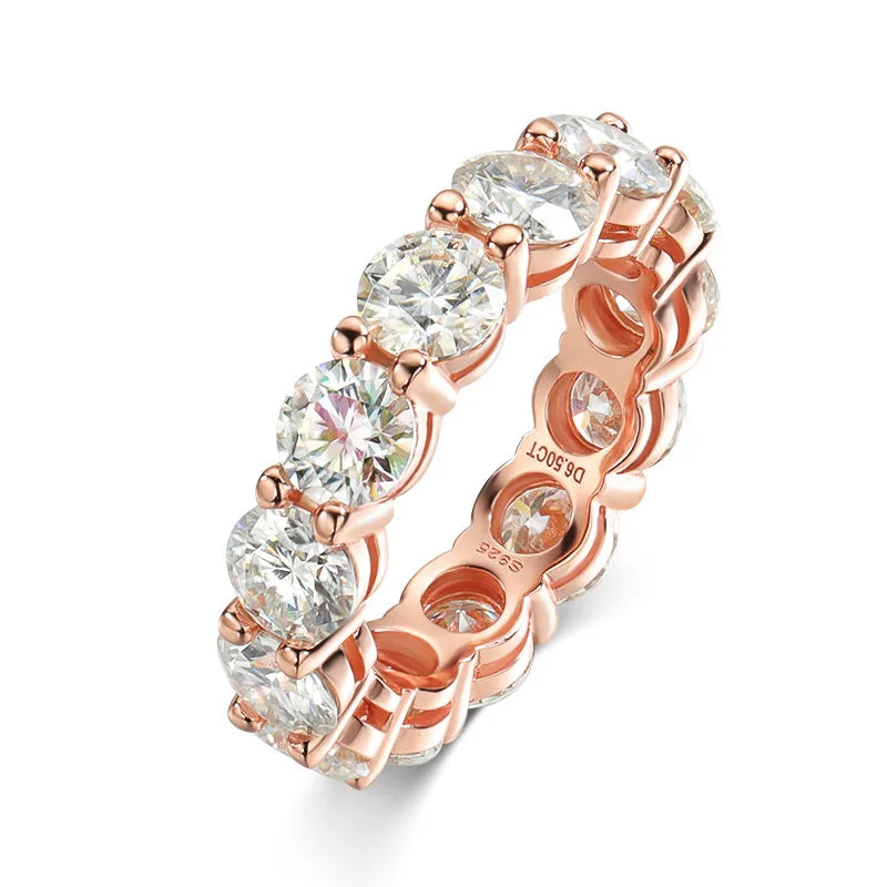 Smyoue 3/3.5/5mm Rose Gold Color All Moissanite Rings for Women Sparkling Wedding Ring 925 Sterling Silver Classic Jewelry Bands