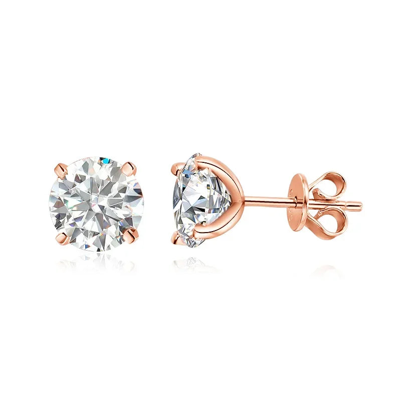 Smyoue 18K Plated 0.1-3CT Moissanite Stud Earrings for Women Men Sparkling Classic Bridal Jewelry 925 Silver Rose Gold Earring