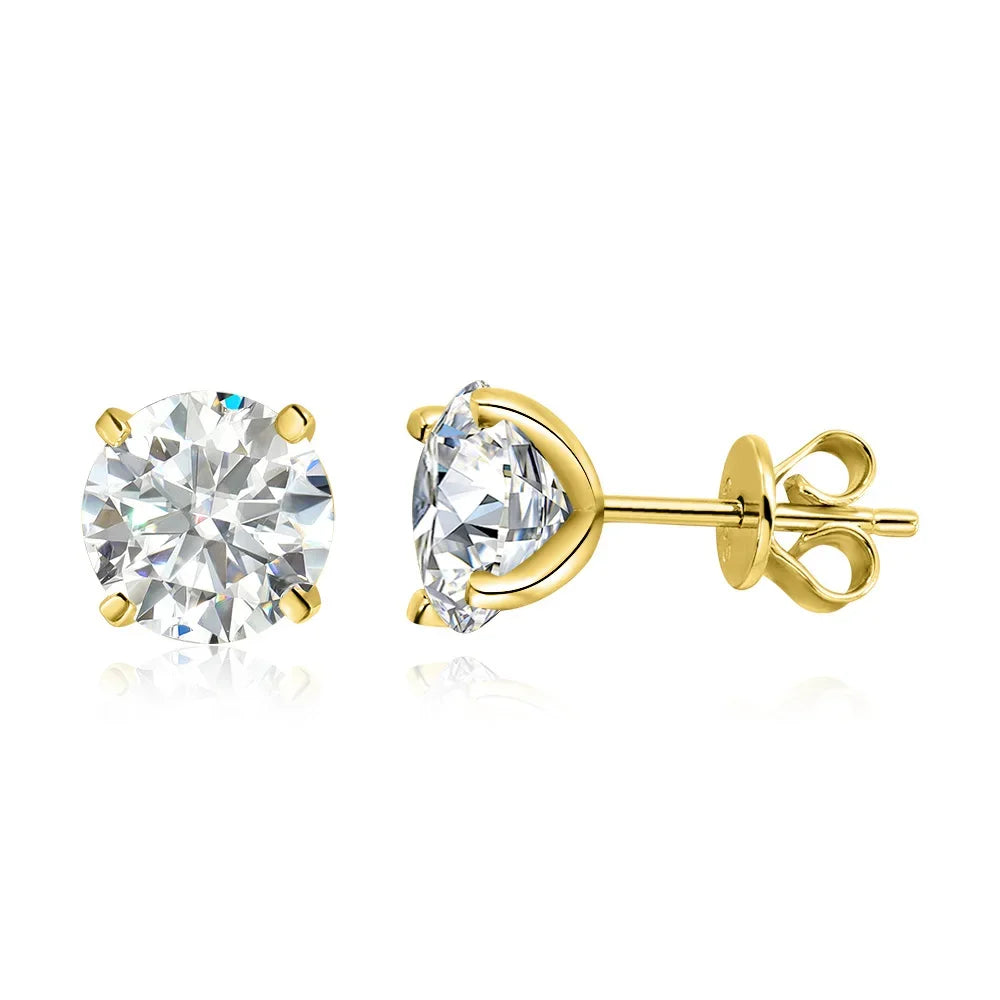 Smyoue 18K Plated 0.1-3CT Moissanite Stud Earrings for Women Men Sparkling Classic Bridal Jewelry 925 Silver Rose Gold Earring