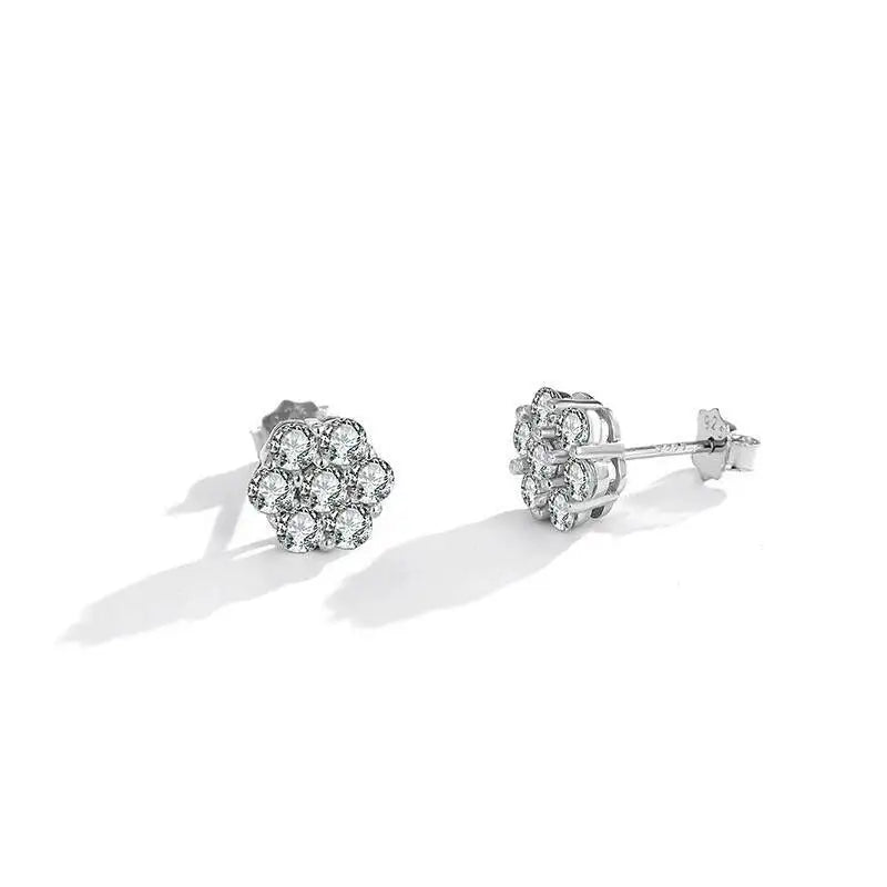 TY Hot Flower Full Moissanite Stud Earrings For Women 2.5/3mm 925 Sterling Silver Diamond Cluster Earring Wedding Jewelry Gift