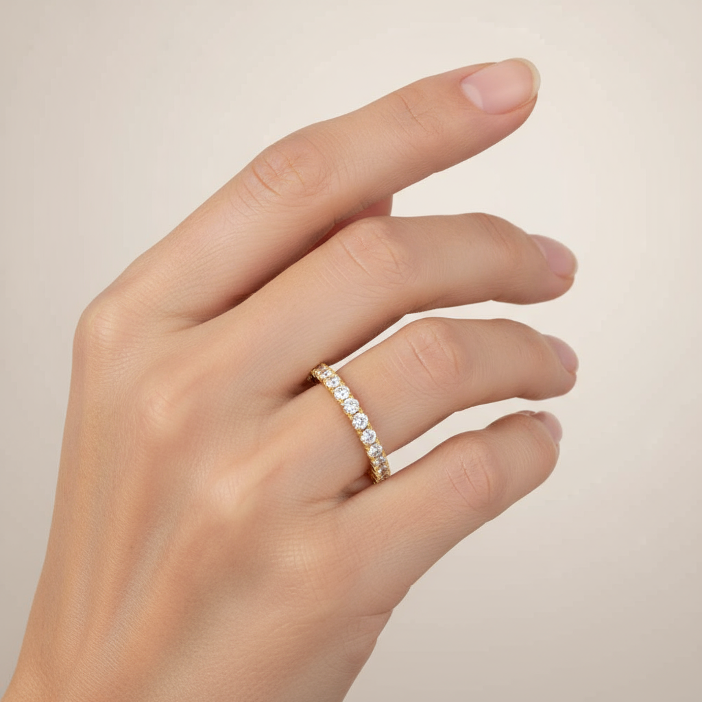 Elegant Moissanite Eternity Ring in Sterling Silver