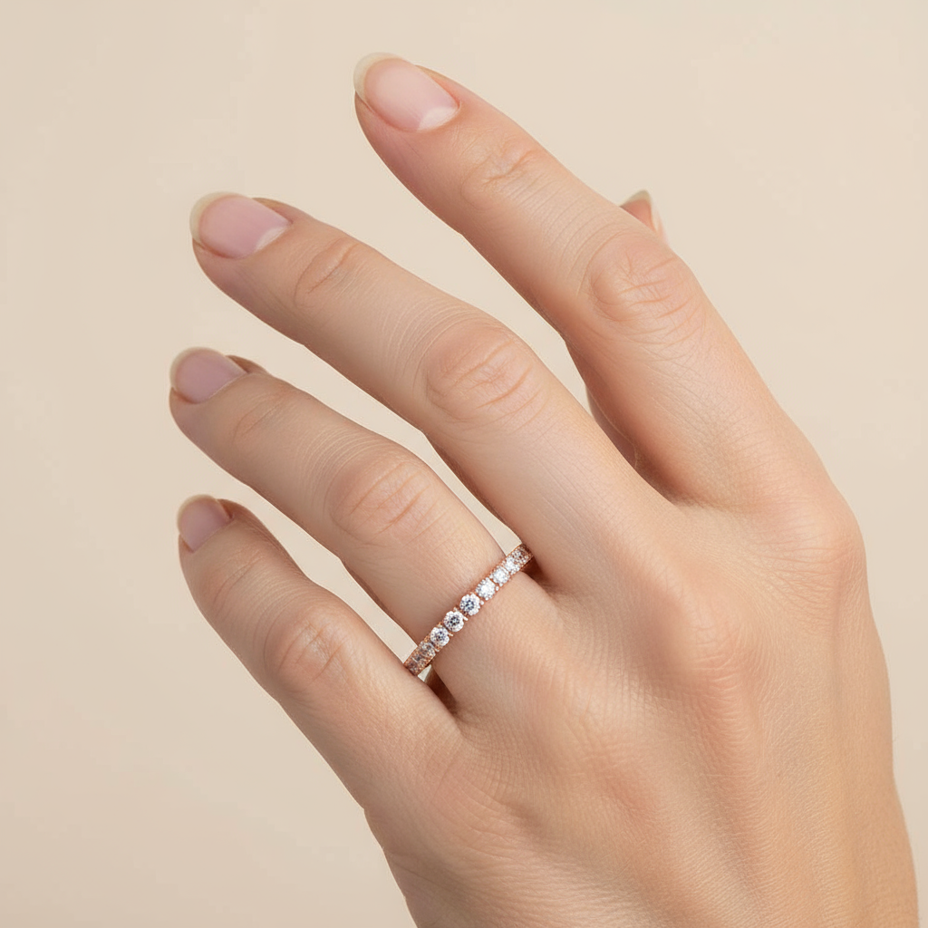 Elegant Moissanite Eternity Ring in Sterling Silver