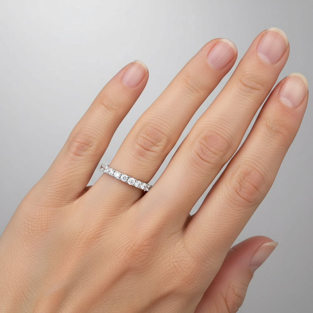 Elegant Moissanite Eternity Ring in Sterling Silver