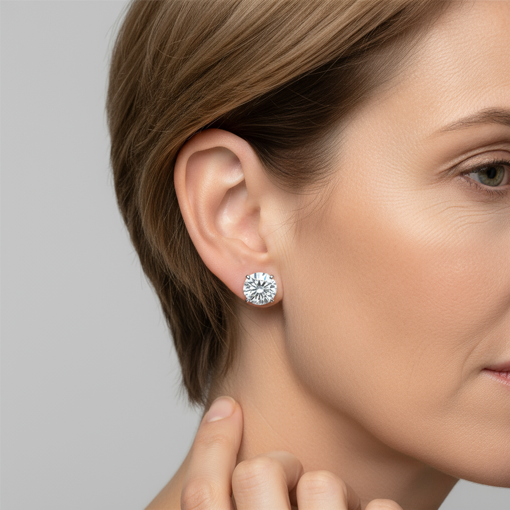 Rose Gold Moissanite Stud Earrings - Timeless Elegance