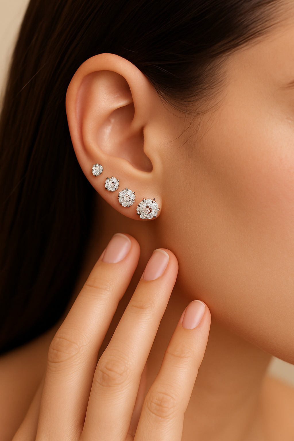 Elegant Moissanite Stud Earrings in Sterling Silver