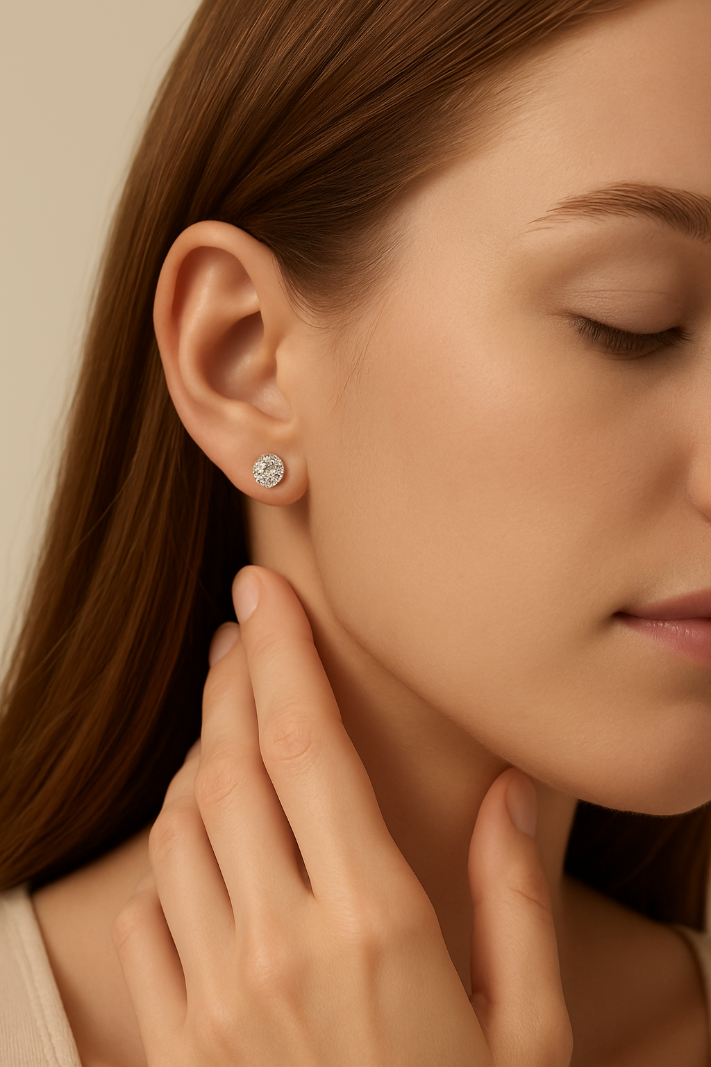 Elegant 18K Rose Gold Moissanite Stud Earrings