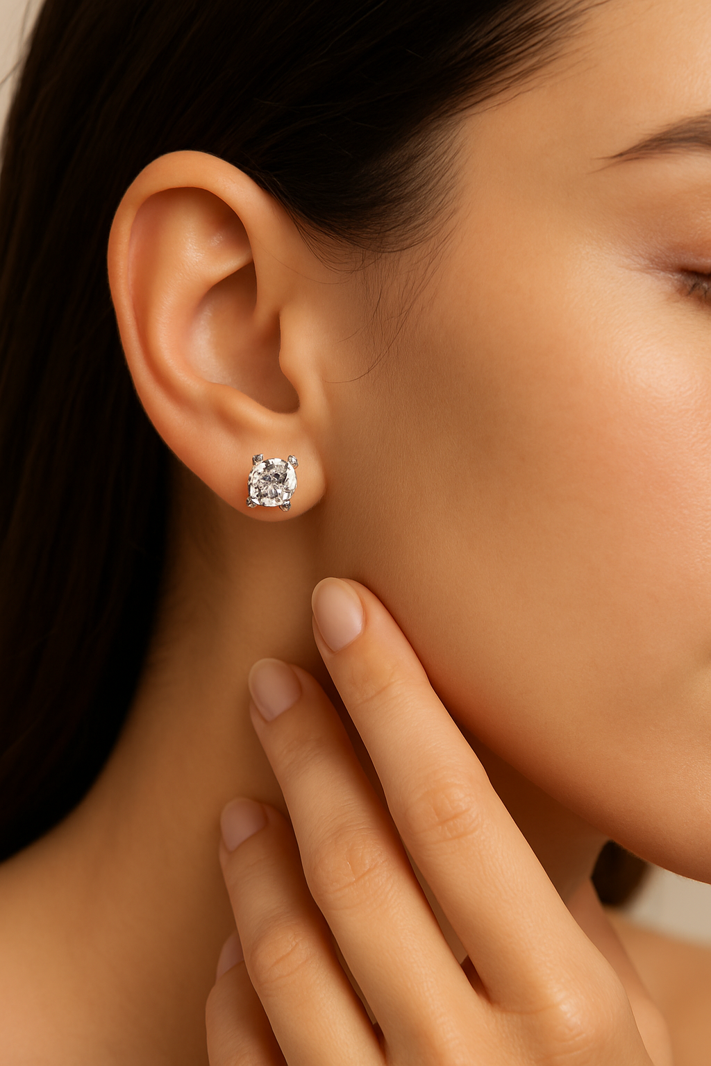 Elegant Moissanite Stud Earrings in Sterling Silver