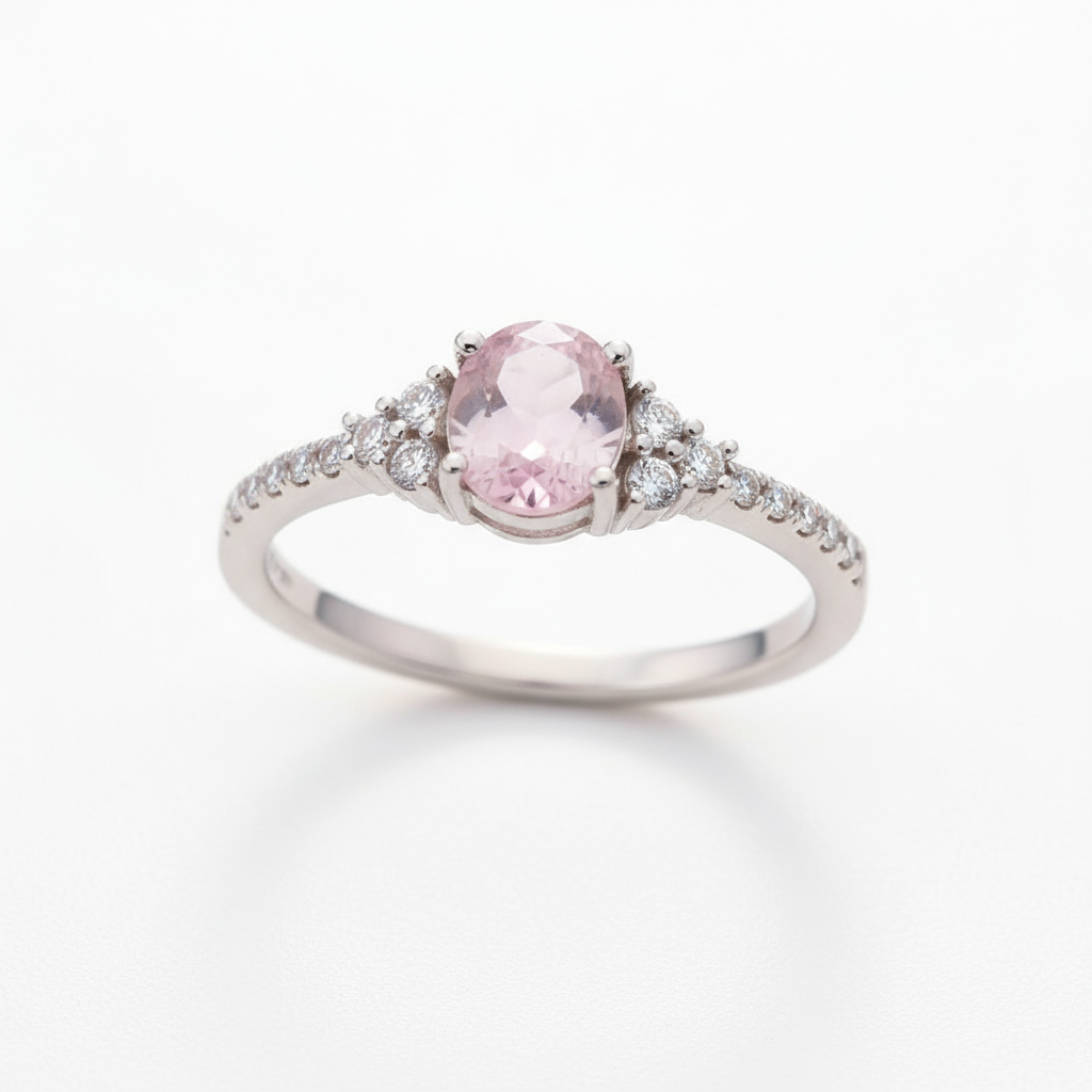 Elegant Pink Moonstone 925 Sterling Silver Ring