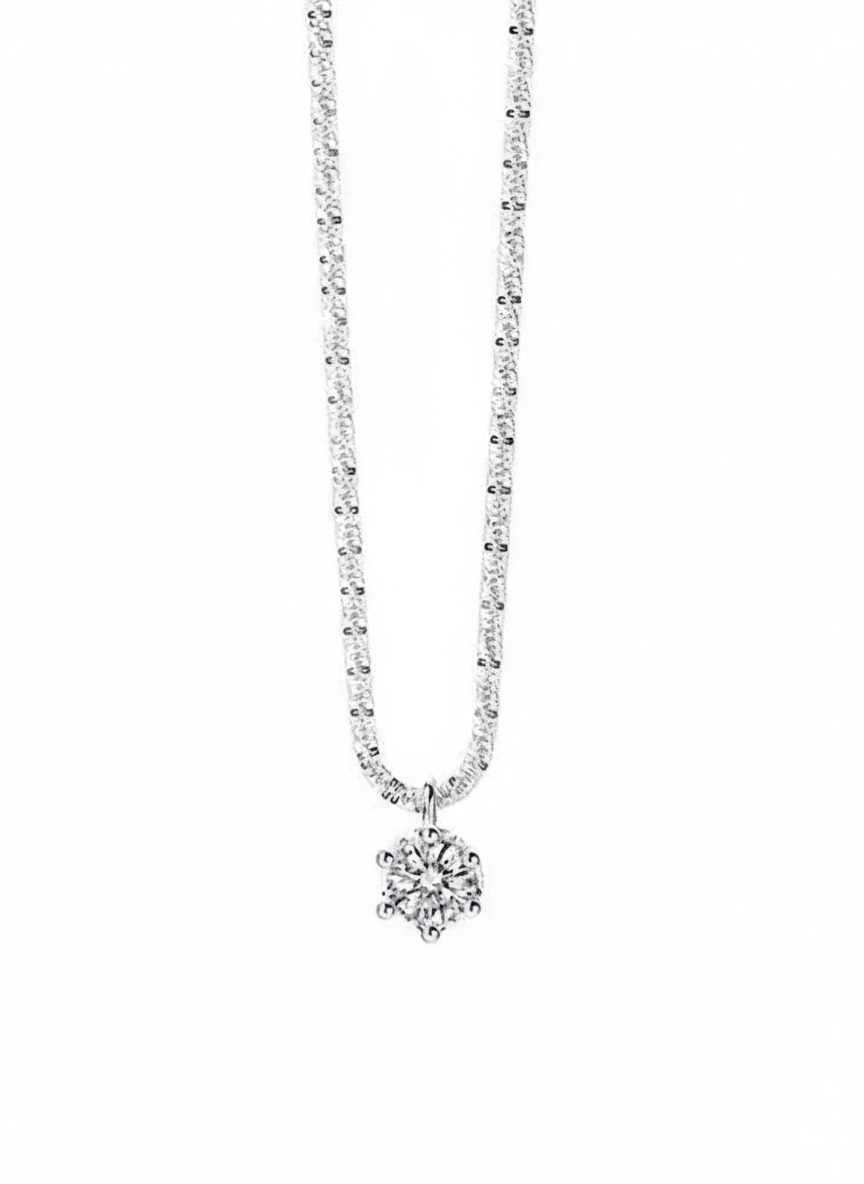 Sparkling Moissanite Pendant Necklace in S925 Silver