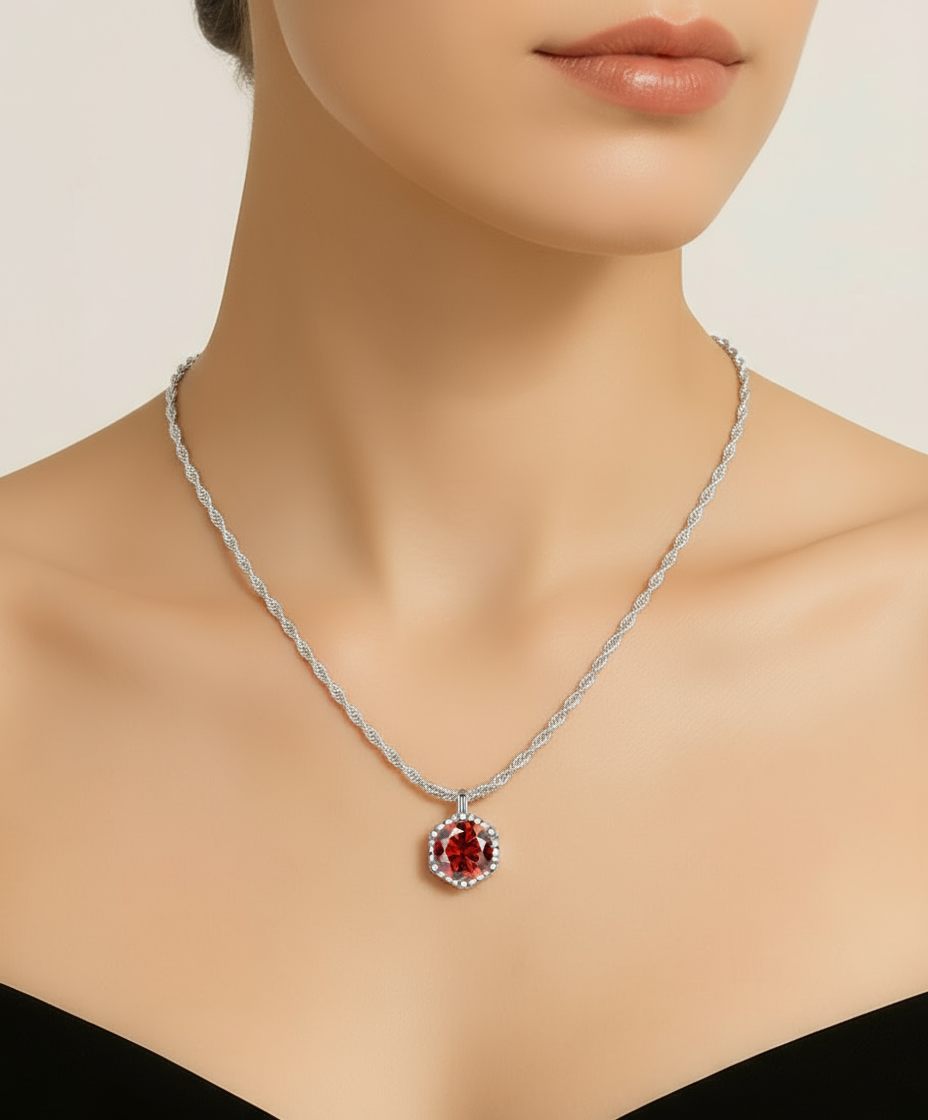 Sparkling Moissanite Pendant Necklace in S925 Silver