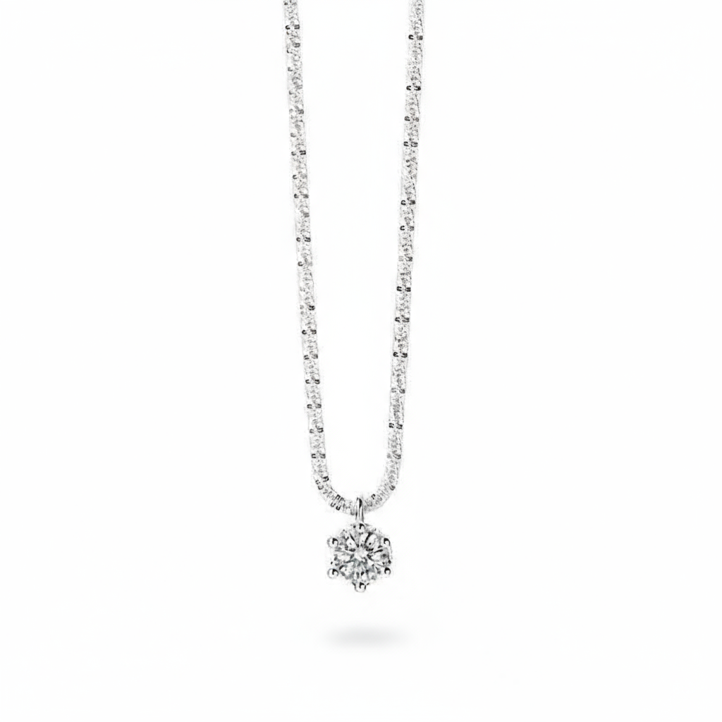 Sparkling Moissanite Pendant Necklace in S925 Silver
