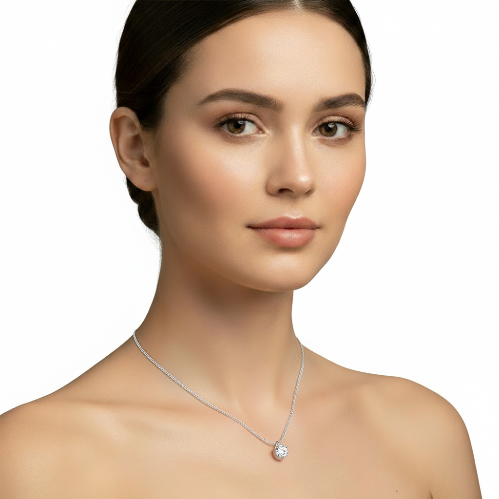 Sparkling Moissanite Pendant Necklace in S925 Silver