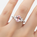 Elegant Pink Moonstone 925 Sterling Silver Ring